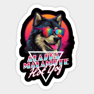 Retro Wave Alaska Malmute Hot Dog Shirt Sticker